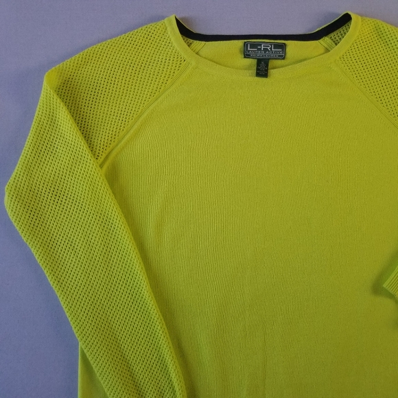 Ralph Lauren Tops - VTG Ralph Lauren electric citrus mesh sleeve knit top